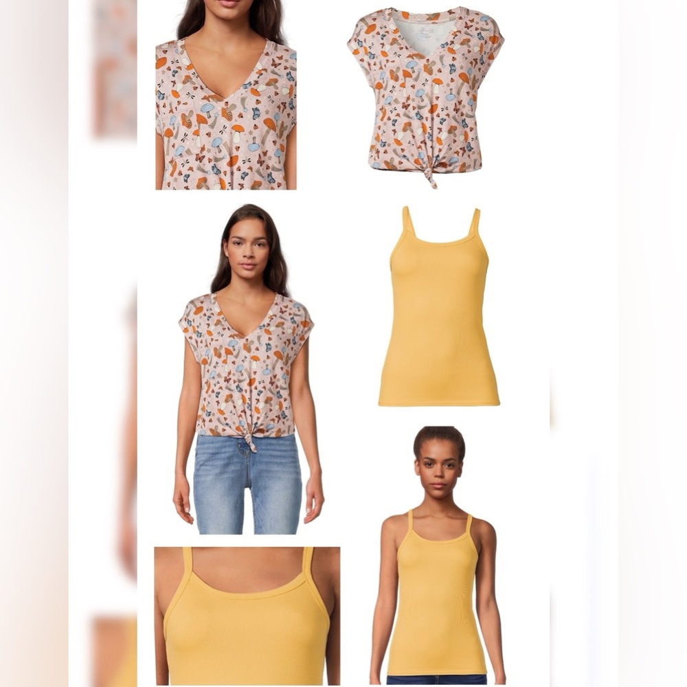 XS No Boundaries Graphical Mushroom Tee and Rib Cami 2 Pc Bundle